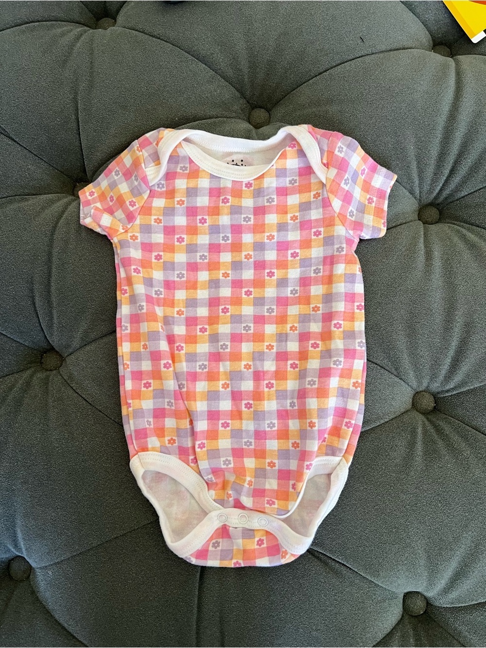 Gingham Floral Baby One-Piece Bodysuit